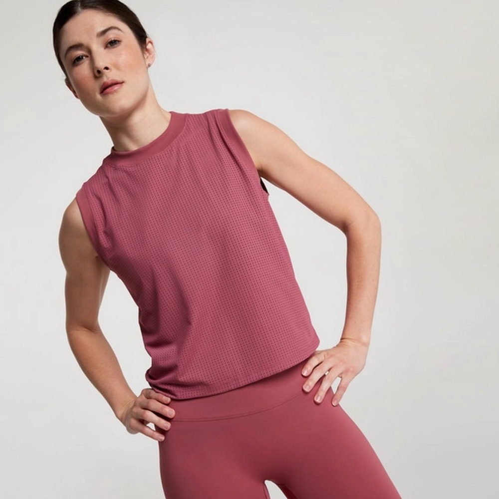 Sleeveless Mock Neck Tank Top - Dusty Rose